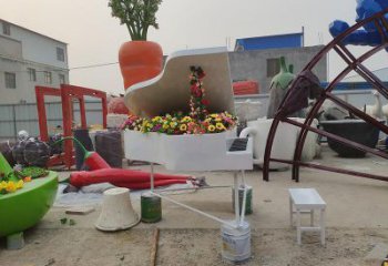 燈光鋼琴雕塑 懸空餐飲店小品 商業街雕塑