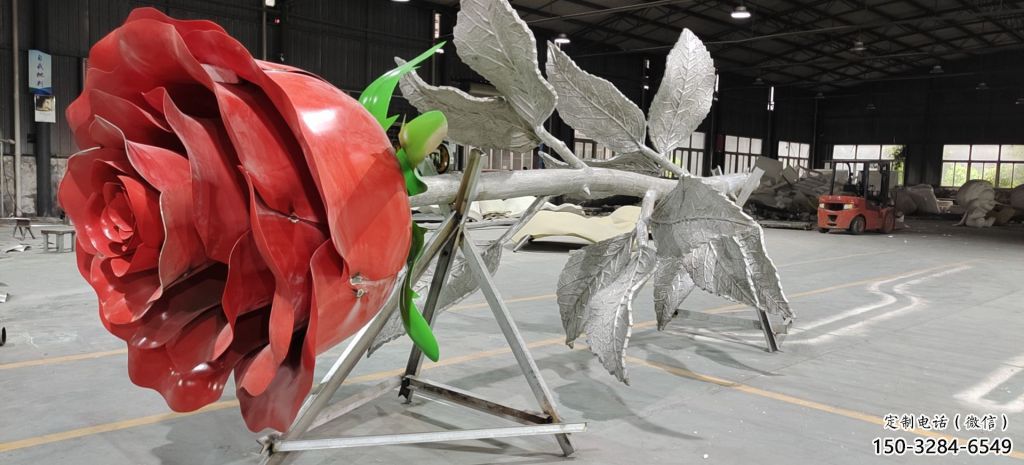 街道玫瑰雕塑 現代景觀擺件 彩繪雕塑