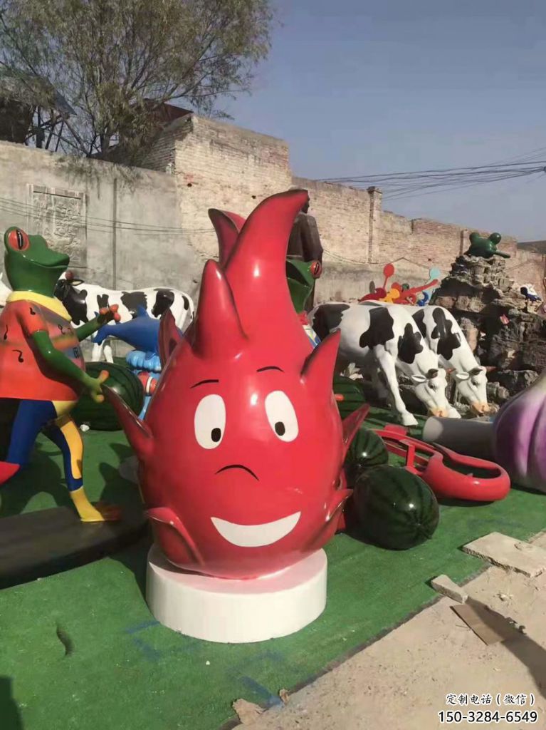 仿古火龍果雕塑 庭院彩繪雕塑 田間小品