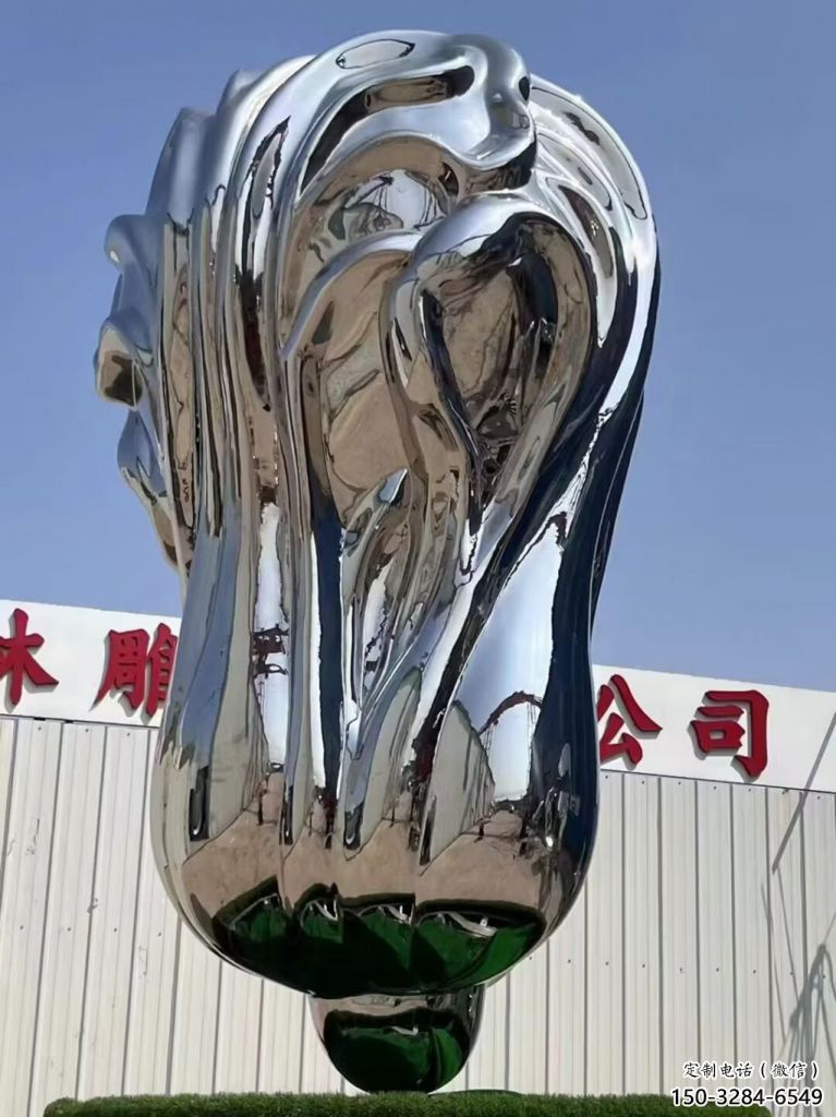街道白菜雕塑 現(xiàn)代景觀蔬菜雕塑 鏡面果蔬雕塑
