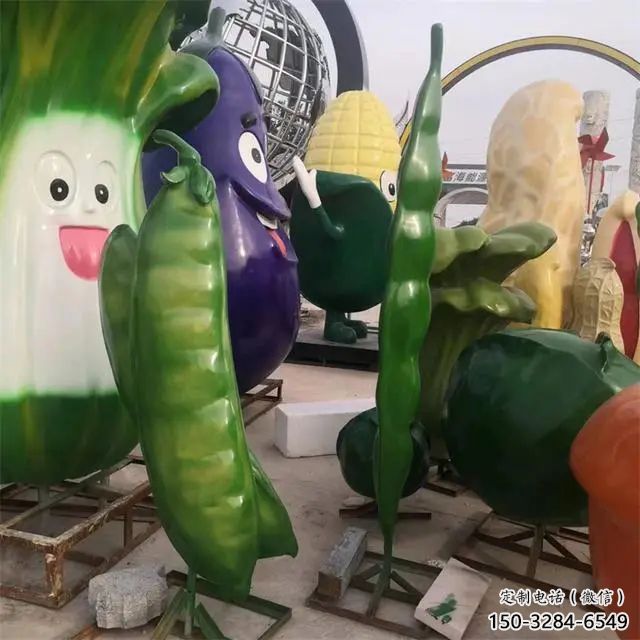 抽象豆角雕塑 店門口彩繪雕塑 步行街擺件
