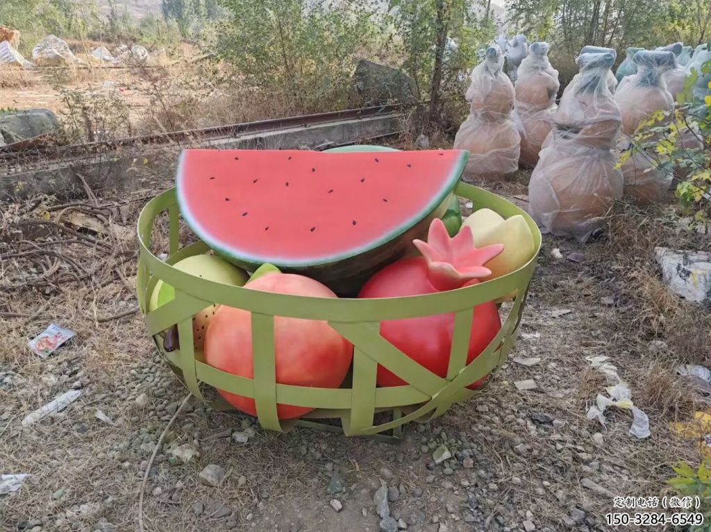 酒店西瓜雕塑 庭院仿真雕塑 彩繪小品