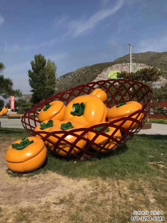 店門口柿子雕塑 創意景觀雕塑 仿真擺件