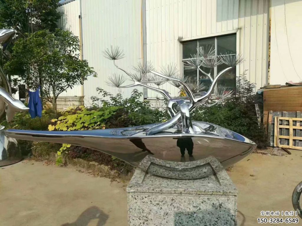 酒店松樹(shù)雕塑 景觀美陳大樹(shù)雕塑 現(xiàn)代植物雕塑