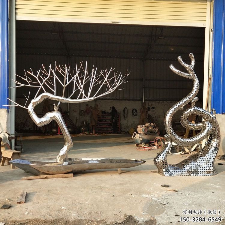 水景松樹雕塑 彩繪剪紙大樹雕塑 現代植物雕塑