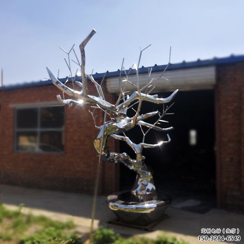 住宅小區松樹雕塑 啞光大樹雕塑 公園植物雕塑