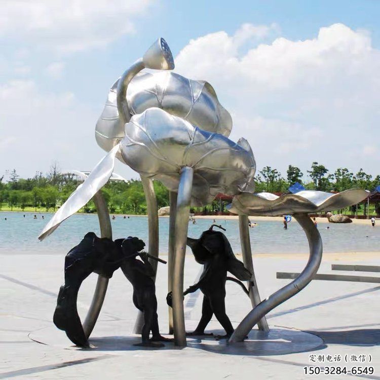 房地產(chǎn)荷葉雕塑 現(xiàn)代景觀花卉雕塑 幾何植物雕塑