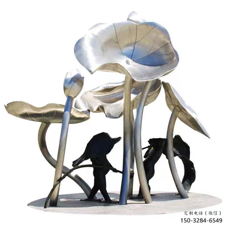 農(nóng)村荷葉雕塑 抽象藝術(shù)花卉雕塑 烤漆植物雕塑