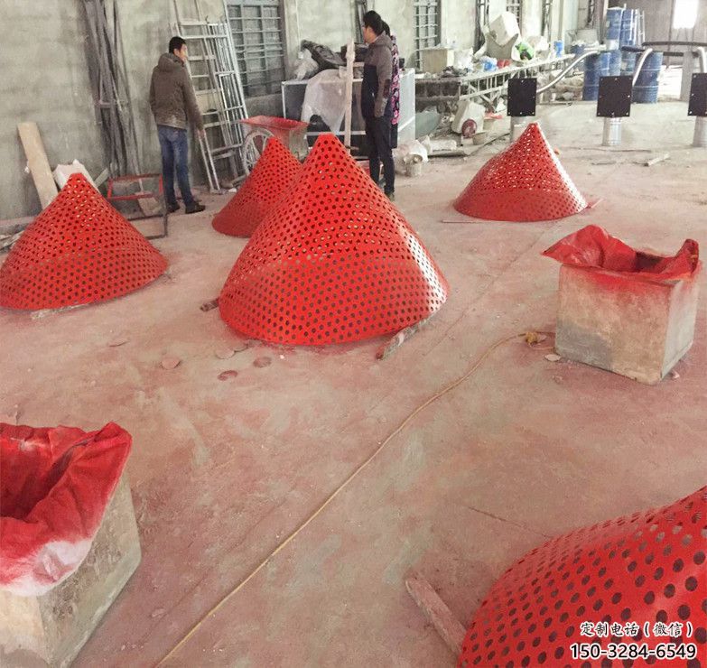 百合花雕塑 抽象藝術植物雕塑 烤漆花卉雕塑