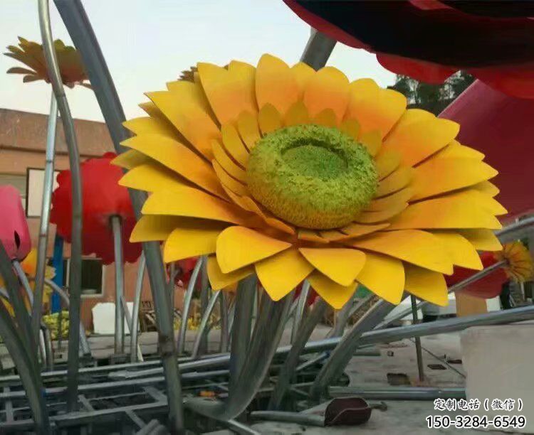 步行街向日葵雕塑 游樂場花卉雕塑 鑄造花朵雕塑