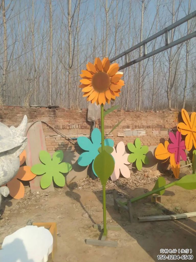 街頭向日葵雕塑 大型別墅區(qū)花卉雕塑 鋼管花朵雕塑