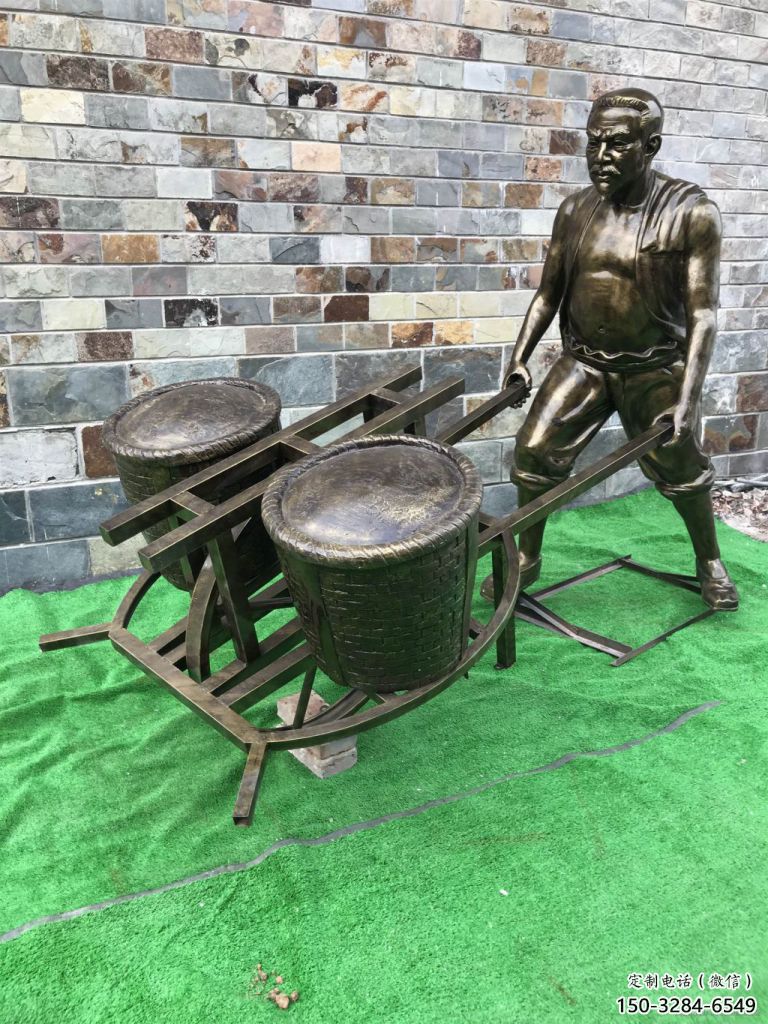 商場獨(dú)輪車雕塑 民俗雕塑 店門口小品