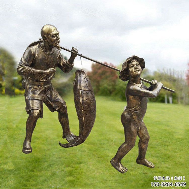 田間漁民雕塑 彩繪雕塑 園林擺件