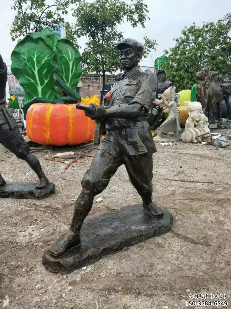 中式武警雕塑 鑄銅警察雕塑 游樂場戰(zhàn)士雕塑