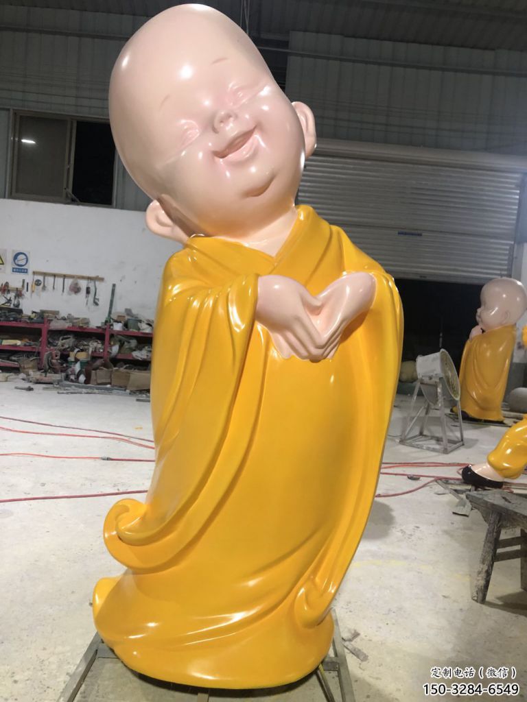 烤漆小和尚雕塑 鑄銅兒童雕塑 室內(nèi)肖像雕塑