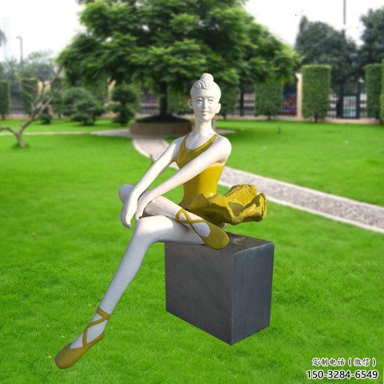 街道跳舞雕塑 現代景觀舞者雕塑 彩繪女孩雕塑