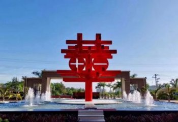 鍛造中國結雕塑 懸空餐飲店雕塑 戶外文化雕塑