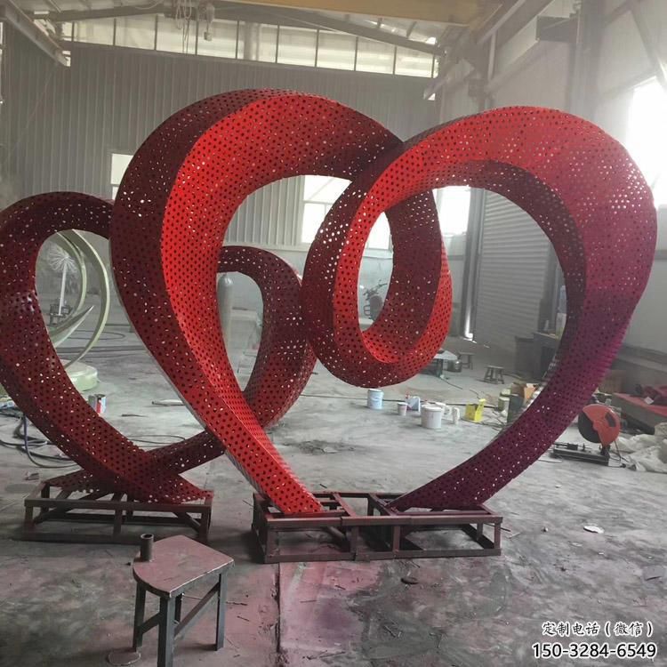 草地雙心雕塑 現(xiàn)代校園雕塑 大型心心相印雕塑