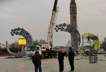 景觀月牙雕塑 仿真雕塑 景觀月亮牙雕塑