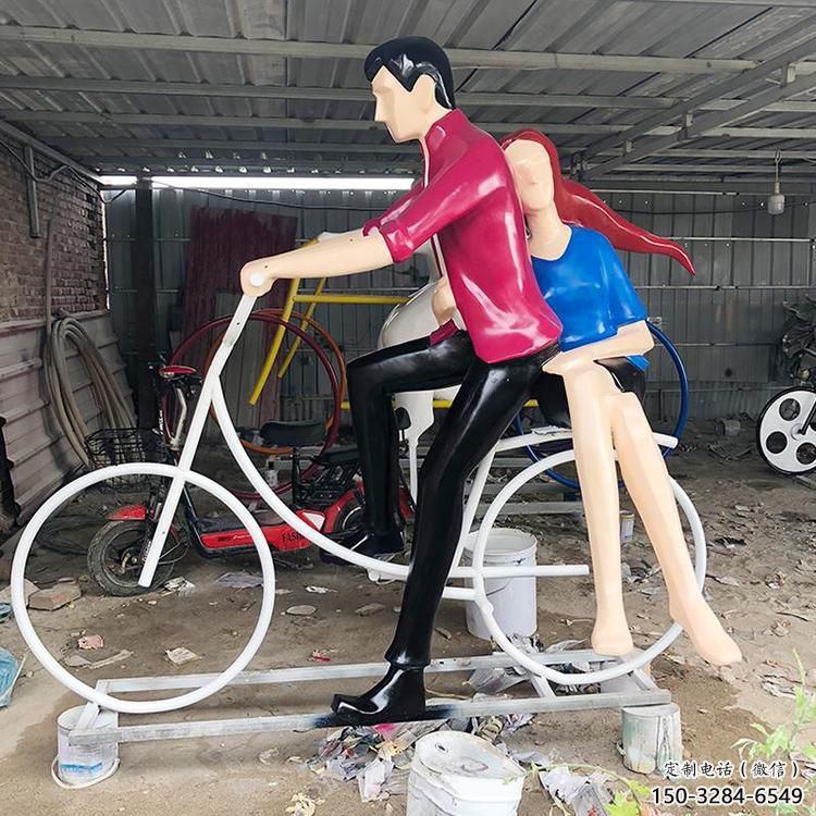 住宅小區(qū)自行車雕塑 啞光體育雕塑 公園運(yùn)動(dòng)員雕塑
