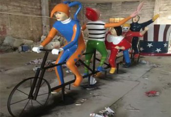 步行街自行車(chē)雕塑 游樂(lè)場(chǎng)體育雕塑 鑄造運(yùn)動(dòng)員雕塑