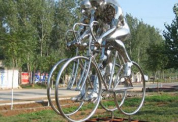 彩繪自行車雕塑 電鍍現(xiàn)代體育雕塑 公園運(yùn)動員雕塑