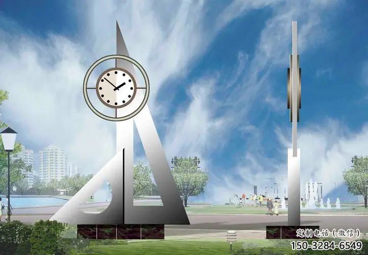 時鐘鐘表雕塑 剪影時鐘雕塑 商業街雕塑