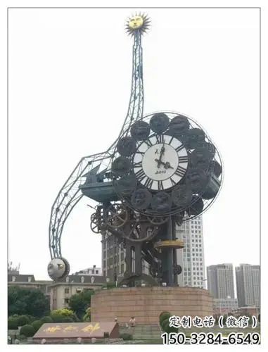現(xiàn)代鐘表雕塑 大型別墅區(qū)時(shí)鐘雕塑 彩繪雕塑