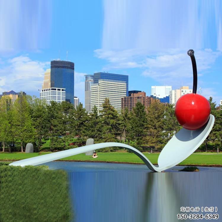 廣場湯匙雕塑 抽象勺子雕塑 烤漆雕塑