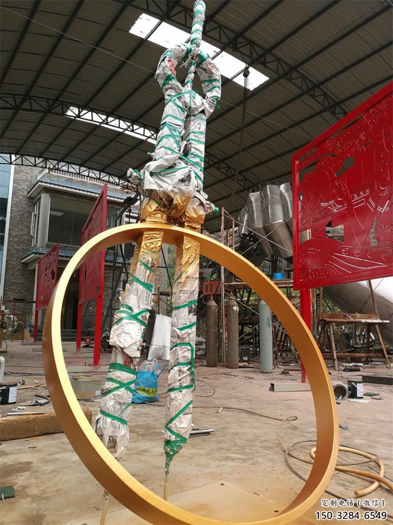 街道圓規雕塑 現代景觀雕塑 彩繪標識雕塑