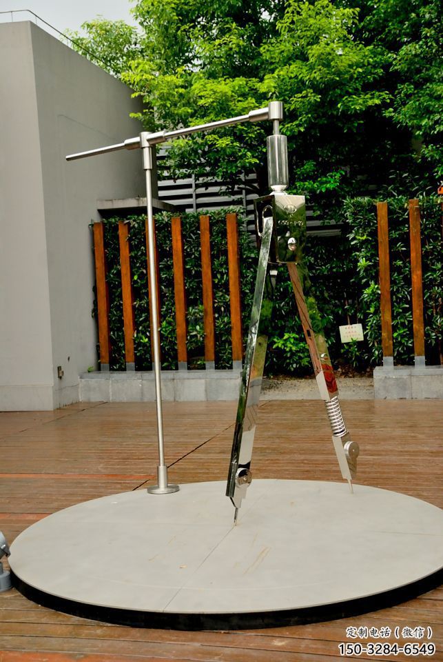 商業街圓規雕塑 烤漆標識雕塑 彩繪景觀雕塑