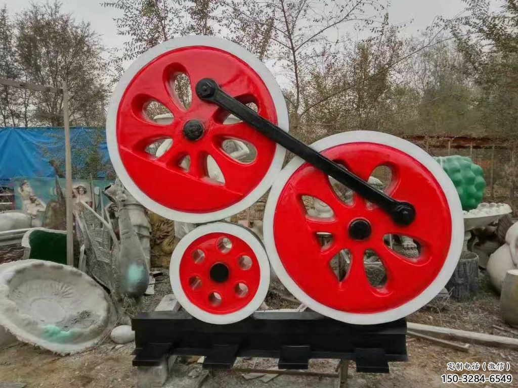 噴漆齒輪雕塑 中式村口工業(yè)雕塑 草地機械雕塑