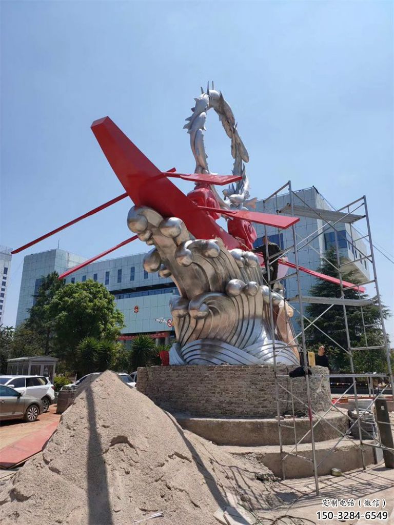 龍舟雕塑 景觀校園競賽雕塑 商業(yè)街劃槳雕塑