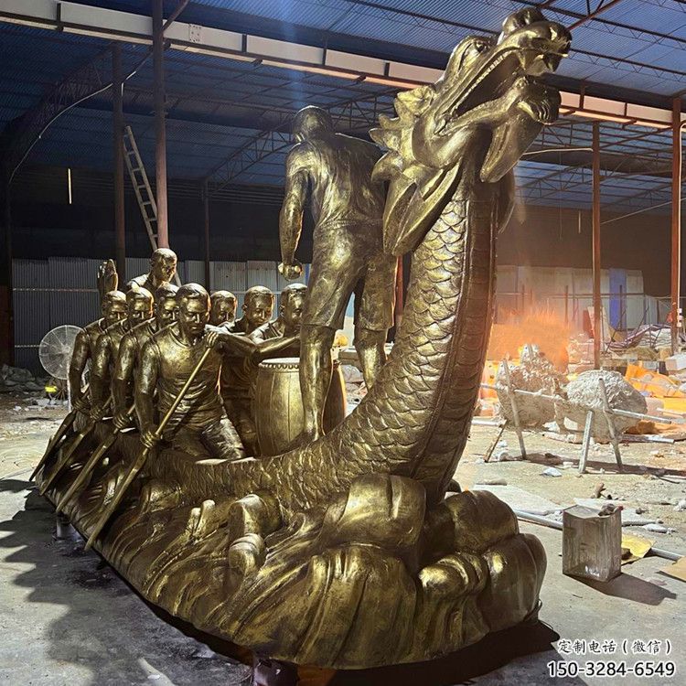 異形龍舟雕塑 現代校園競賽雕塑 校園劃槳雕塑