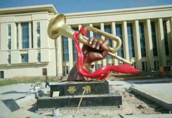 彩繪沖鋒號雕塑 仿真景觀雕塑 步行街?jǐn)[件