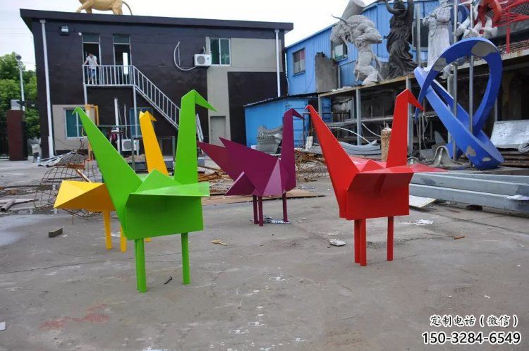 景觀千紙鶴雕塑 剪影折紙風格 商業街鶴鳥雕塑