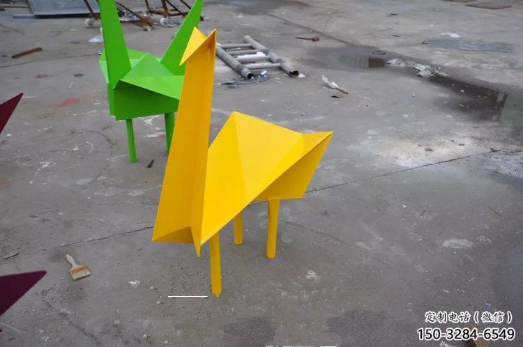 現代千紙鶴雕塑 大型別墅區折紙風格 彩繪鶴鳥雕塑