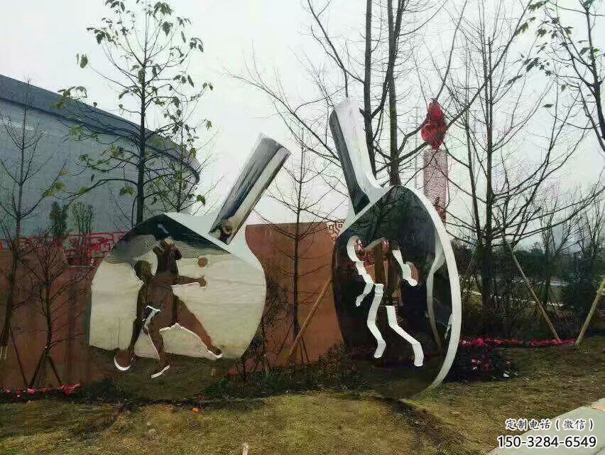 中式球拍雕塑 啞光網(wǎng)球拍雕塑 游樂場體育雕塑