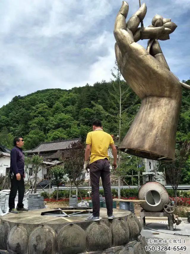 大型佛手雕塑 鍛造發光觀音手雕塑 房地產雕塑