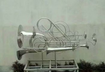 鏤空沖鋒號雕塑 懸空餐飲店擺件 街頭雕塑