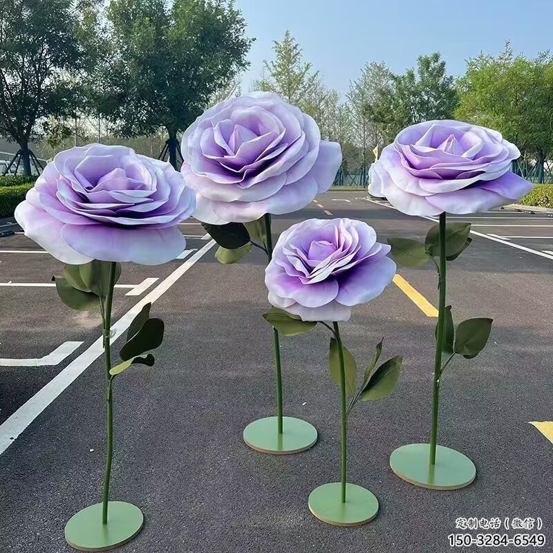 鍛造月季花雕塑 景觀花朵雕塑 戶外花卉雕塑