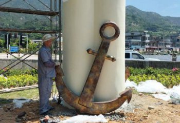 彩繪船錨雕塑 電鍍現(xiàn)代碼頭雕塑 公園雕塑