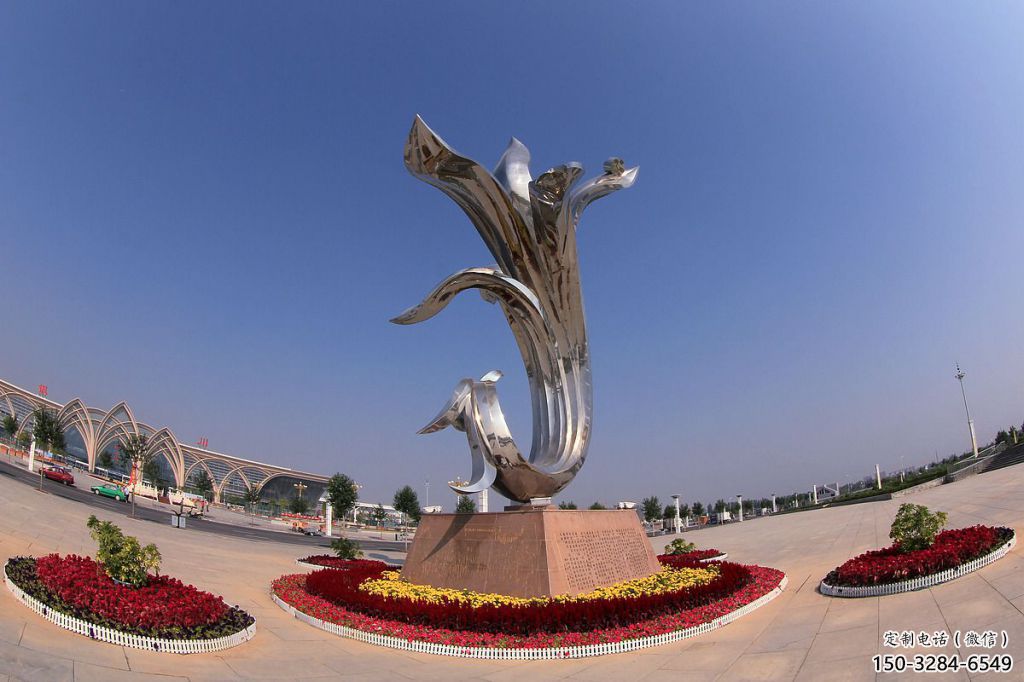 幾何蘭花雕塑 發光公園雕塑 大門口玉蘭花雕塑