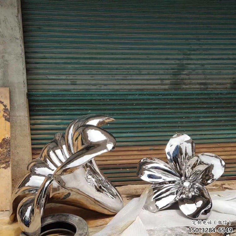 幾何喇叭花雕塑 發光公園雕塑 大門口花卉雕塑