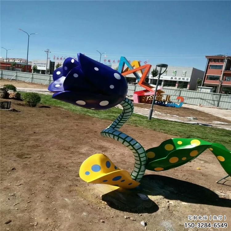 景觀喇叭花雕塑 剪影花卉雕塑 商業(yè)街雕塑