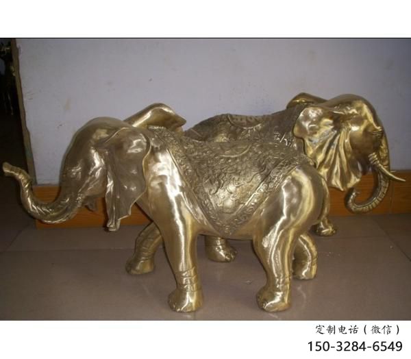 大象雕塑供應，圓雕體系，景觀黃銅大象雕塑制作