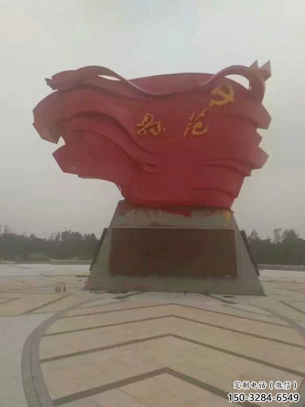 庭院旗幟雕塑，戶外革命雕塑，烤漆形式