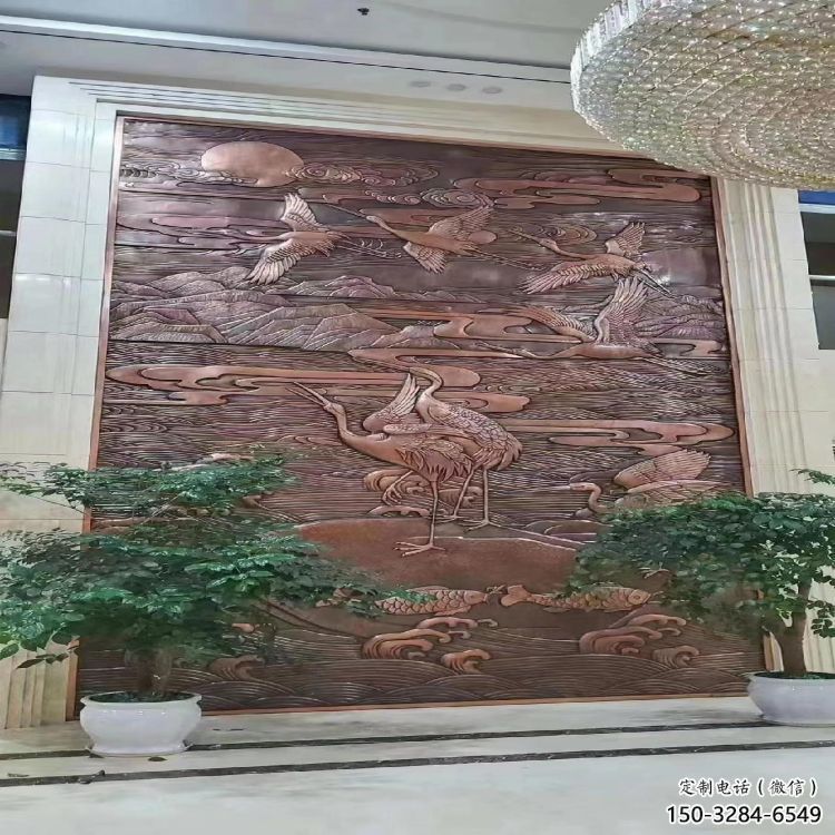 彩繪仙鶴浮雕通用，花園小品，廣場動物浮雕優價