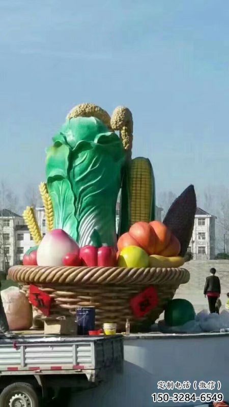 雕塑果籃制造，街景小品，景觀白菜果籃雕塑優價