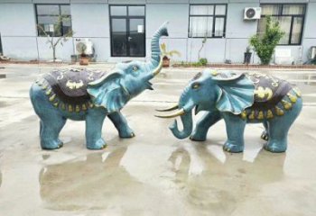 大象景觀雕塑常用，景觀擺件，彩色彩繪大象雕塑